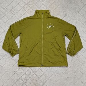 Fabletics Jacket Womens M Green Olive Graphic Oversized Windbreaker Flyweight